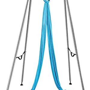 Happybuy Yoga Sling Inversion, 9.6 FT Height Inversion Yoga Swing Stand, Max Capacity 551 LBS Aerial Yoga Frame with 39.4 FT Yoga Swing Inversion Sling Body Bundle Safety Belts
