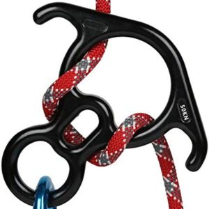 50KN Rescue Figure, 8 Descender Large Bent-Ear Belaying and Rappelling Gear Belay Device Climbing for Rock Climbing Peak Rescue 7075 Aluminum Alloy