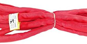 USA Made VR5 X 10' Red Slings 4'-30' Lengths in Listing, Double PLY Cover Endless Round Poly Lifting Slings, 13,200 lbs Vert, 10,560 lbs Choker, 26,400 lbs Basket (USA Polyester) (10 FT)