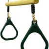 HUAWELL Wooden Trapeze with Plastic Gym Rings - Outdoor N Indoor Playground 2 in 1 Swing Set Accessories for Kids (Green). - Image 2