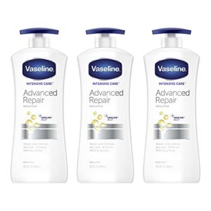 Vaseline Intensive Care Advanced Repair Lotion For Dehydrated Skin Unscented Dry Skin Lotion Repairs Skin in Just 5 Days, 20.3 Ounce (Pack of 3)