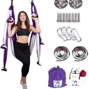 ZEAL'N LIFE Aerial Yoga Swing Set, Complete Kit, Premium Quality Safe and Secure Antigravity Yoga Hammock Sling Inversion Tool Acrobat Flying Sling Set for Indoor and Outdoor