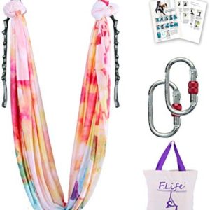 Aerial Yoga Hammock 5.5 Yards Premium Aerial Silk Fabric Yoga Swing for Antigravity Yoga Inversion Include Daisy Chain,Carabiner and Pose Guide