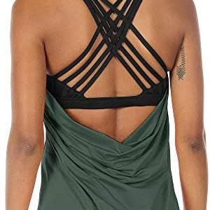 icyzone Yoga Tops Workouts Clothes Activewear Built in Bra Tank Tops for Women