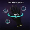 Ultra-Thin PU Coated Work Gloves-12 Pairs,Excellent Grip,Nylon Shell Black Polyurethane Coated Safety Work Gloves, Knit Wrist Cuff,Ideal for Light Duty Work. (Large) - Image 3