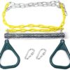 17.6" Monkey Bars for Kids Swing Set Accessories Outdoor - Trapeze Swing Bar for Playground Accessories with 48" Coated Chains 2 Snap Hooks - Hanging bar for Kids Jungle Gym Accessories (Green) - Image 7