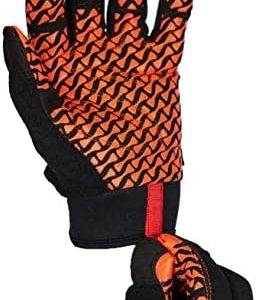 SAFE HANDLER Super Grip Gloves | Textured Grip Palm, Non-Slip Texture, Hook & Loop Wrist Strap, BLACK/ORANGE, S/M, 1 pair (2 gloves)