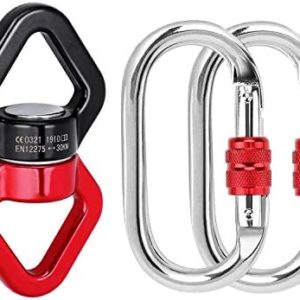 APIYOO 30kN Bearing Swing Swivel Device, 360°Rotational Hanging Swivel Hook with 2 Carabiners, Connector for Aerial Yoga, Aerial Rigging, Web Tree Swing, Hammock Chair, Climbing Rope, Kids Swing