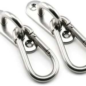 Heyous 2 Set M5 Suspension Ceiling Wall Mount U Hook Anchor Hanger Stainless Steel Heavy Duty Multi Purpose Hammock Swing Ceiling Hook Strip Base Plate with Snap Hook