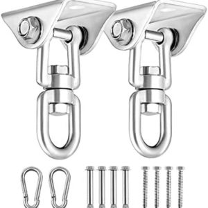 Newtion Innovative 1100 LB Capacity 2 PCS Stainless Steel 304 Heavy Duty Swing Hangers & Snap Hooks for Concrete Wooden Sets Trapeze Yoga Swingset Hammock Swing