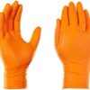 GLOVEWORKS HD Orange Nitrile Disposable Gloves, 8 Mil, Latex and Powder Free, Industrial, Food Safe, Raised Diamond Texture - Image 2