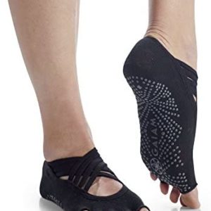Gaiam Grippy Studio Yoga Socks for Extra Grip in Standard or Hot Yoga, Barre, Pilates, Ballet or at Home for Added Balance and Stability, Black, Small-Medium