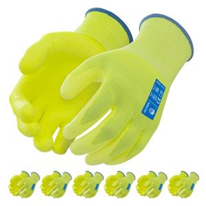 INFIMOR 6 Pairs Cut Resistant Gloves, CE Level 5 ANSI CUT 3 Protective Cutting Work Gloves for Women and Men, Firm Grip Construction Mechanics Gloves and Gardening Gloves(Yellow,XL)