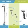 HONEYBULL Walking Cane for Men & Women - Free Standing Cane, Foldable, Pivot Tip, Heavy Duty, with Travel Bag | Walking Sticks, Canes for Seniors & Adults [Black] - Image 4