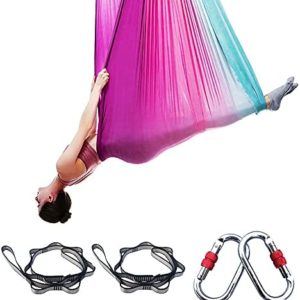 FOSER Aerial Yoga Hammock, 16.4ft ×9.2ft Aerial Yoga Swing Set for Anti-Gravity Yoga, Aerial Dance, Aerial Acrobatics