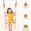 GHB Trapeze Swing Bar Multifunctional Swing Wood with Plastic Gymnastics Rings for Hanging up to 120 kg - Image 4