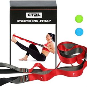 Stretching Strap with Loops - Non Elastic Stretch Band for Physical Therapy, Yoga Strap for Stretching Equipment, Stretch Bands for Exercise and Flexibility - Fascia, Hamstring & Leg Stretcher Belt
