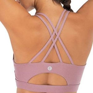 RUNNING GIRL Strappy Sports Bra for Women, Sexy Crisscross Back Medium Support Yoga Bra with Removable Cups