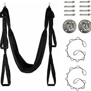 Aerial Yoga Swing Set, Yoga Hammock Aerial Swing, Aerial Sling Inversion Kit, Flying Yoga Inversion Tool, Antigravity Ceiling Hanging Yoga Sling 440 Ibs Load Include Carabiner and Extension Straps