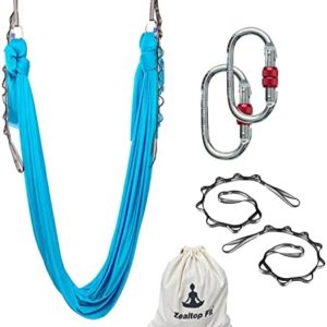 Active Silk Aerial Yoga Hammock 5.5 Yards Premium Aerial Silk Fabric Yoga Swing for Antigravity Yoga Inversion Include Daisy Chain Carabiner and Pose Guide