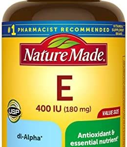 Nature Made Vitamin E 180 mg (400 IU) dl-Alpha, Dietary Supplement for Antioxidant Support, 300 Softgels, 300 Day Supply
