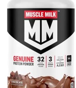 Muscle Milk Genuine Protein Powder, Chocolate, 2.47 Pound, 16 Servings, 32g Protein, 2g Sugar, Calcium, Vitamins A, C & D, NSF Certified for Sport, Energizing Snack, Packaging May Vary