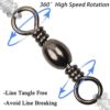 Fishing Barrel Swivels - 50/100 pcs Rolling Ball Bearing Fishing Swivel with Solid Ring Fishing Tackle Hook Line Connector Copper with Stainless Steel Black Nickle Coated Test Strength 35 - 165lbs - Image 4