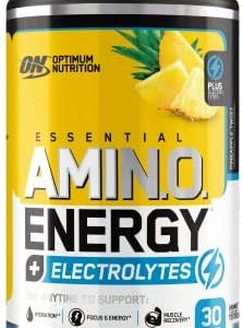 Optimum Nutrition Amino Energy Plus Electrolytes Energy Drink Powder, With Caffeine for Pre-Workout Energy and Amino Acids / BCAAs for Post-Workout Recovery, Pineapple Twist, 10.5 Ounces (30 Servings)