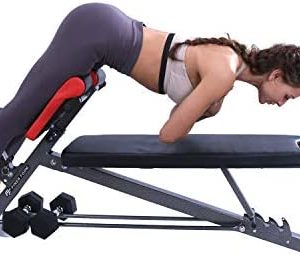 FINER FORM Multi-Functional Weight Bench for Full All-in-One Body Workout – Hyper Back Extension, Roman Chair, Adjustable Ab Sit up Bench, Decline Bench, Flat Bench