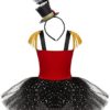 Moggemol Kids Girls Ringmaster Circus Show Tassel Bowknot Tutu Dress with Steampunk Hat Festival Dancewear - Image 2
