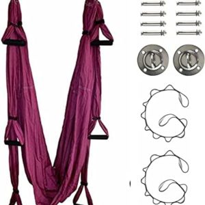 Aerial Yoga Flying Yoga Swing Yoga Hammock Sling Inversion Tool for Gym Home Fitness with Ceiling Anchors and Extension Straps