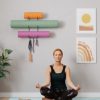 Wallniture Guru Wall Mount Yoga Mat Foam Roller and Towel Rack with 3 Hooks for Hanging Yoga Strap and Resistance Bands, 3-Sectional Metal - Image 4