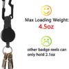 4 Pack Retractable Key Chain, Heavy Duty ID Badge Holder Reel with Belt Clip, Steel Wire Cord and Key Ring, Multitool Carabiner Key Holder - Image 4