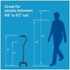 Carex Quad Cane with Small Base - Adjustable Height Quad Cane and Walking Stick with Small Base - Holds Up to 250 Pounds, Black, Universal, Pack of 1 - Image 7