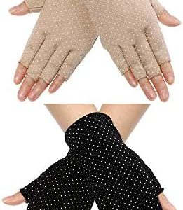 2 Pairs Sunblock Gloves Non Slip UV Protection Driving Gloves Summer Outdoor Gloves for Women and Girls
