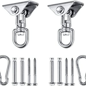 Kitmose Swing Hangers 1100 lb Capacity Swing Hanging Hooks Heavy Duty Swing Set Bracket with Screws Locking Snap Hooks for Playground Porch Seat Yoga Hammock Chair Sandbag Indoor Outdoor, Set of 2