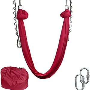 Aerial Silk Yoga Swing Hammock Kit for Improved Yoga Inversions, Flexibility & Core Strength with Adjustable Handles Extension Straps Inversion Swing for Beginners & Kids