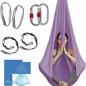 aum active Aerial Yoga Hammock - Durable Aerial Silk with Extension Straps, Carabiners, and Pose Guide - Aerial Silks for Home, Antigravity Yoga, Inversion Exercises, Yoga Starter Kit for All Levels