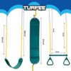 TURFEE 3 Pack Assorted Swing Set, Including 1 Gym Rings Trapeze Swing Bar and 2 Pcs Swings with Plastic Coated Chain, Swing Set Accessories Replacement for Kids Outdoor Play, Playground- Green - Image 5