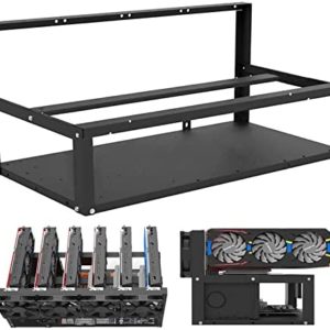 SIMMPATUU Mining Rig Frame - 6/8 GPU Steel Mining Rig Open Air Frame Case Rack for Crypto Coin Currency Bitcoin Mining ETH/ETC/ZEC Ether Accessories Tools - Frame Only, Fans & GPU is not Included