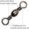 Fishing Barrel Swivels - 50/100 pcs Rolling Ball Bearing Fishing Swivel with Solid Ring Fishing Tackle Hook Line Connector Copper with Stainless Steel Black Nickle Coated Test Strength 35 - 165lbs - Image 2