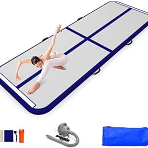 EZ GLAM 10ft/13ft/16ft/20ft Air Mat Tumble Track Inflatable Gymnastics Tumbling Track Mat with Electric Air Pump for Cheerleading/Practice Gymnastics/Beach/Park/Home use