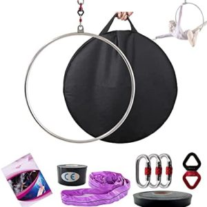 HISSEN MILE Lyra Hoop,Aerial Hoop Lyra Set,3ft Inner Dia Stainless Lyra Hoop with Accessories and Storage Bag for Dancing Studio, Aerial Fitness,ect