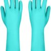 Reusable Kitchen Cleaning Gloves With Latex Free,Cotton Lining, Non- Slip Swirl Grip Gloves for Dishwashing 2 Pairs (Purple+Blue, Large) - Image 2