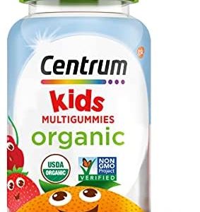 Centrum Kids' Organic Multigummies, Kids Multivitamin Gummies, Organic Multivitamin for Kids with Essential Nutrients for Immune Support, Muscle Function, and Brain Health - 90 Count
