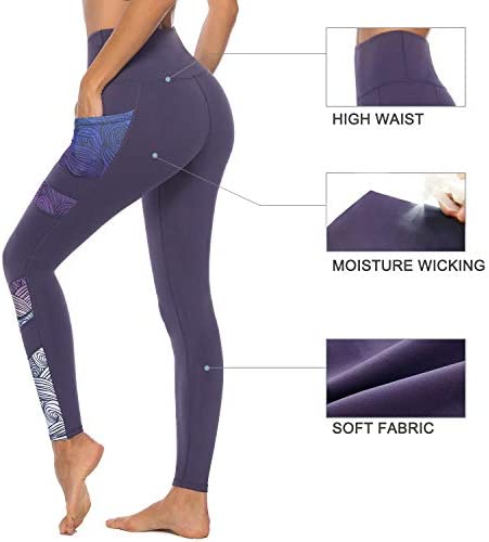 PERSIT Women's Printed Yoga Pants with 2 Pockets, High Waist Non See-Through Tummy Control 4 Way Stretch Leggings - Image 4