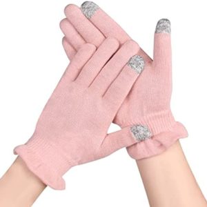 Cotton Moisturizing Gloves Overnight 2 Pairs Touchscreen Fingers for SPA Dry Hands Hand Care Day and Night Moisturizing (Medium-Pink)