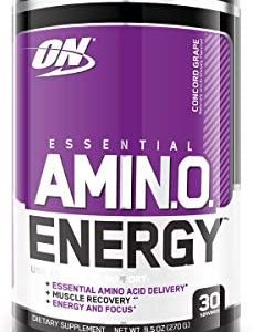 Optimum Nutrition Amino Energy - Pre Workout with Green Tea, BCAA, Amino Acids, Keto Friendly, Green Coffee Extract, Energy Powder - Concord Grape, 30 Servings