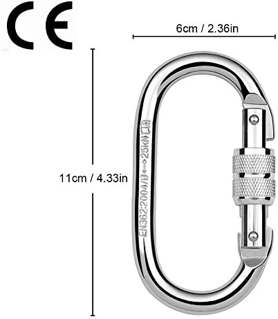 Paliston 25kN O Shape Steel Climbing Carabiner Oval Locking Carabiner for Rock Climbing Hammock Aerial Dance and Swing Set - Image 2