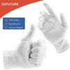 ZFYOUNG 28 Pcs（14pairs） White Cotton Gloves for Dry Hands Moisturizing Gloves Overnight Eczema Gloves Kids Sleep Gloves for Women Cosmetic Jewelry Silver Moisturizing Coin Inspection Gloves - Image 2
